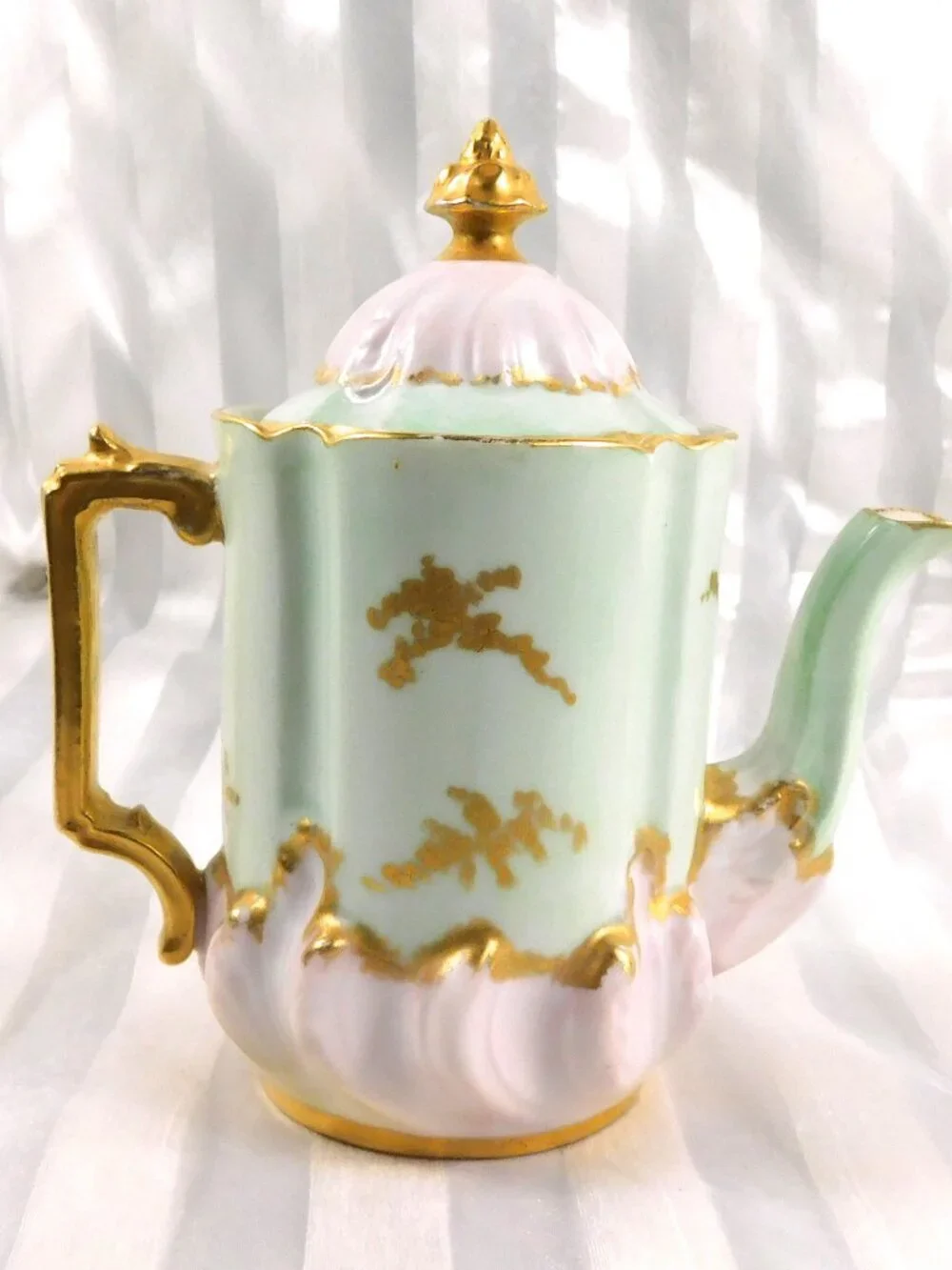 Small Stunning Pink and Green Leaonard Austria Milk Jug # 26951